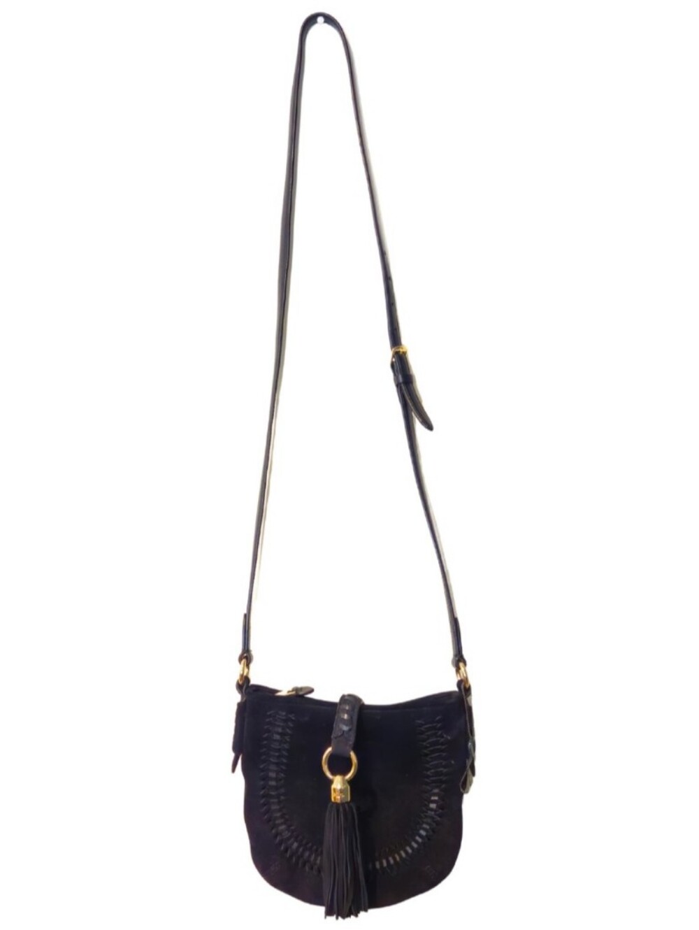 Ralph Lauren Black suede crossbody bag Real Leather